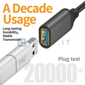 Cavo Dati Intrecciato USB 3.0 1mt in Nylon Prolunga