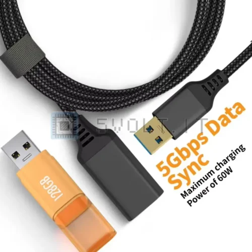 Cavo Dati Intrecciato USB 3.0 1mt in Nylon Prolunga