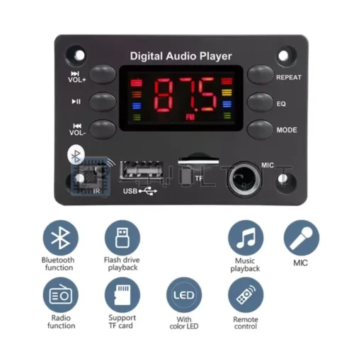 Lettore Musicale per Auto USB TF FM MP3 Bluetooth 5.0