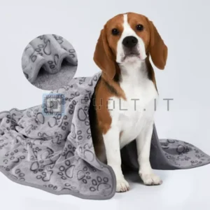 Coperta Morbida per Cani Gatti Zampa Grigia Lavabile Calda