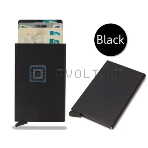 Anti-RFID Smart Wallet Porta Carte in Metallo Sottile Pop-Up