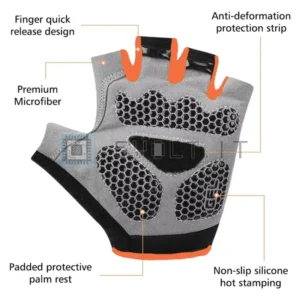 Guanti da Ciclismo Bici Taglia L Sportivi Nero Arancione