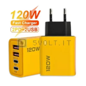 Caricabatterie Portatile da Parete 120W Type-C QC USB
