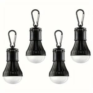 1pc Lampada Da Campeggio Portatile Con Moschettone LED Tenda Batteria Pesca NERA