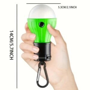1pc Lampada Da Campeggio Portatile Con Moschettone LED Tenda Batteria Pesca NERA - immagine 3