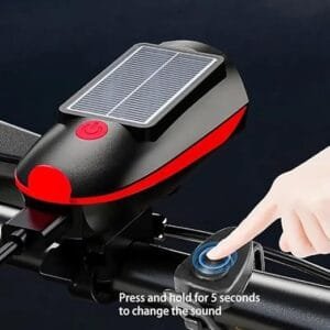 Luce anteriore per bicicletta con ricarica solare per ciclismo bici - immagine 3