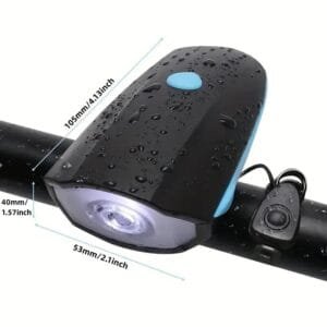 Luce per bicicletta nera USB a LED con clacson per Bicibike verde faro - immagine 3