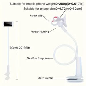 Supporto Per Cellulare Con Clip Con Braccio Lungo Flessibile E Morsetto - immagine 3