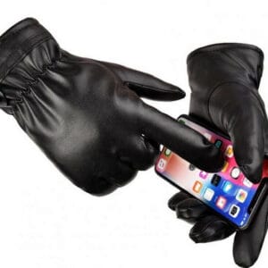 Guanti Moto Scooter Donna in Pelle Invernali Impermeabili Touch Screen Nero