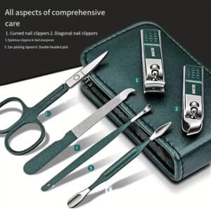 set cura delle unghie tagliaunghie a cucchiaio forbice estetista manicure - immagine 3
