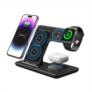 Stazione di ricarica per iPhone - Base di ricarica USB magnetica LED Smartwatch