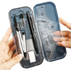 kit 8 Pezzi set righelli e compasso geometria goniometro scuola squadre