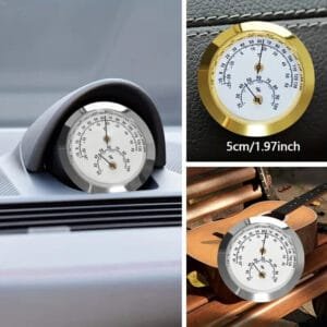Termometro + igrometro meccanico in metallo per auto temperatura umidità - immagine 3