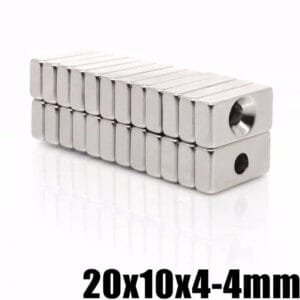 5 MAGNETI NEODIMIO 20X10X4 MM CALAMITA POTENTE FIMO CERAMICA FORO 4MM