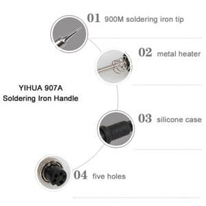 MICROSTILO SALDATORE 907A RICAMBIO STAZIONE SALDANTE PER YIHUA 8786D 952D 936 - immagine 3