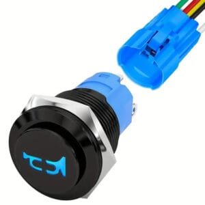 12V Interruttore a pulsante 16MM Pulsante azionamento istantaneo LED blu auto