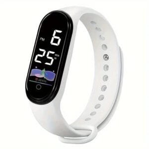 Orologio sportivo digitale cinturino in silicone regolabile uomo corsa bianco