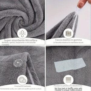 Turbante Asciugamano Avvolgente Per Donne Colore rosa - immagine 3