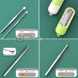 Set 6pz Manicure Pedicure Acciaio Inox Rimozione Cerume - immagine 3