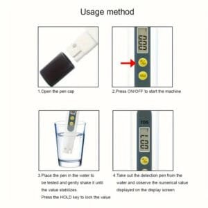 TDS Water Tester Pen penna digitale monitoraggio rilevamento del pH con batteria - immagine 3