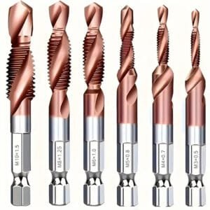 6 pezzi kit per HSS-CO M35 Maschi viti punte combinate M3-M10 da 1/4" acciaio
