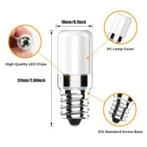 1pz Lampada per frigorifero a LED E14 2W Bianco Caldo - immagine 4