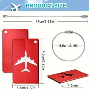 Set di 2 Etichette per Bagagli in Alluminio per Bagagli Impermeabile Aereo