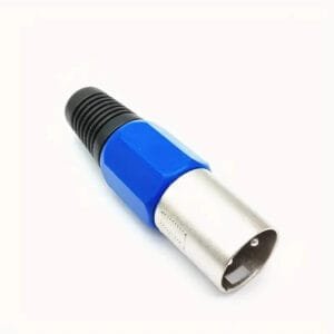 Connettore XLR a tre poli blu svizzero in lega di zinco con pin maschio