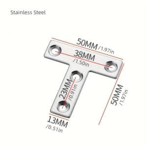 10pz Staffe Angolari Acciaio Inox a Forma T 5cm per Fissaggio - immagine 3