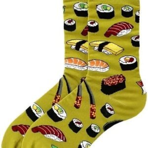 calzini da uomo traspiranti con motivo Sushi Food stampato verdi taglia 39-43