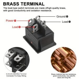 Interruttore kcd2 201n-b 250vac 16A/20A 250V/125V  Montaggio a parete per auto - immagine 2