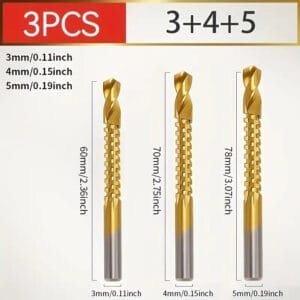 Confezione da 3 punte da trapano in acciaio ad alta velocità rivestite titano - immagine 3