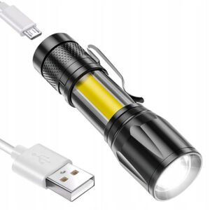 Mini Torcia Con Clip LED Torcia Ricaricabile USB Portatile Impermeabile Pesca