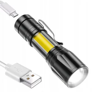 Mini Torcia Con Clip LED Torcia Ricaricabile USB Portatile Impermeabile Pesca