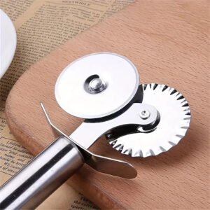 DOPPIA ROTELLA TAGLIAPIZZA IN ACCIAIO INOX LEGGERO CUTTER AFFILATO