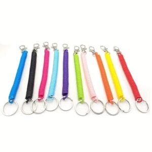 Portachiavi Spirale Molla Elastico Filo Antismarrimento Nero bianco Chiavi Auto