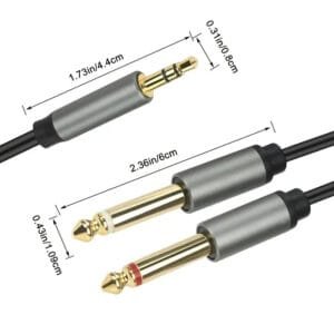 CAVO AUDIO JACK 3.5 mm (M) a DOPPIO JACK 6.5 mm (M) PROLUNGA CAVETTO AUX 1,5 MT - immagine 3