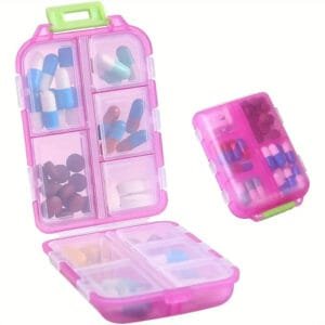 portapillole rosa Custodia per pillole portatile a doppio strato organizer
