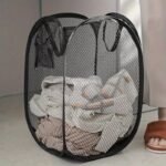 CESTO PER BIANCHERIA CON RETE PIEGHEVOLE CESTA PORTATILE MULTIUSO NERO