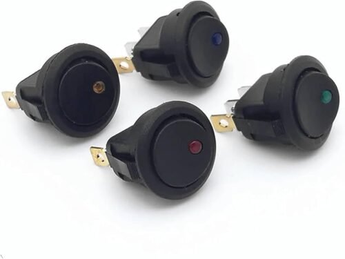 4PZ INTERRUTTORE DI COMMUTAZIONE LUCE LED 12V IMPERMEABILE ON/OFF ROTONDO