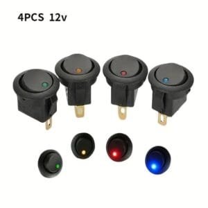 4PZ INTERRUTTORE DI COMMUTAZIONE LUCE LED 12V IMPERMEABILE ON/OFF ROTONDO