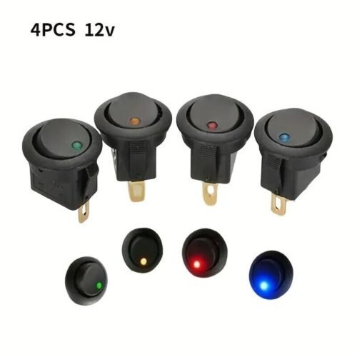 4PZ INTERRUTTORE DI COMMUTAZIONE LUCE LED 12V IMPERMEABILE ON/OFF ROTONDO