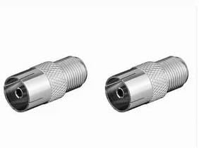 2x Adattatore Antenna Coassiale RF Da Jack Femmina PAL A Jack Femmina 75 Ohm