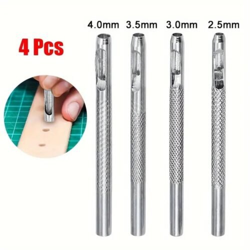 4pz Set Punzoni per Fori in Pelle 2.5-3-3.5-4mm Rotondi