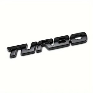 Adesivo Auto Metallizzato Turbo Nero Badge Sticker 10x1cm