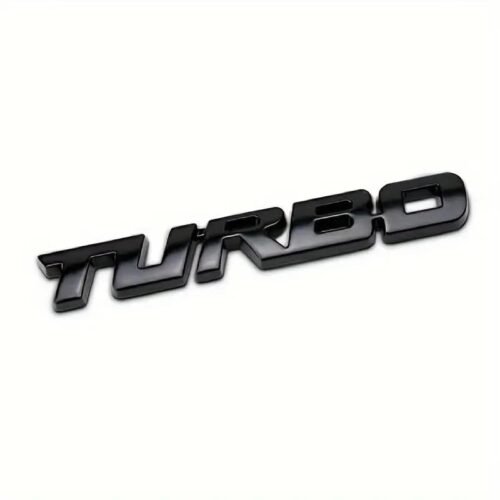 Adesivo Auto Metallizzato Turbo Nero Badge Sticker 10x1cm