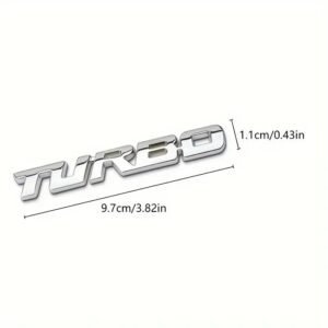 Adesivo Auto Metallizzato Turbo Nero Badge Sticker 10x1cm