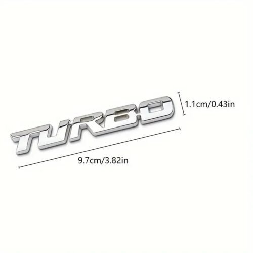 Adesivo Auto Metallizzato Turbo Nero Badge Sticker 10x1cm