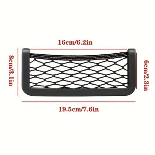 TASCA PORTA OGGETTI UNIVERSALE PER AUTO CON RETE ELASTICA AUTOADESIVO 15CM X 8CM