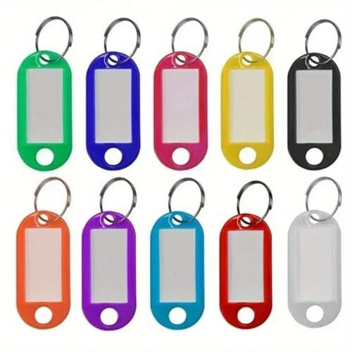 22 PORTACHIAVI IN PLASTICA TARGA ID CON ANELLO APERTO PER BAGAGLI BADGE NOMI